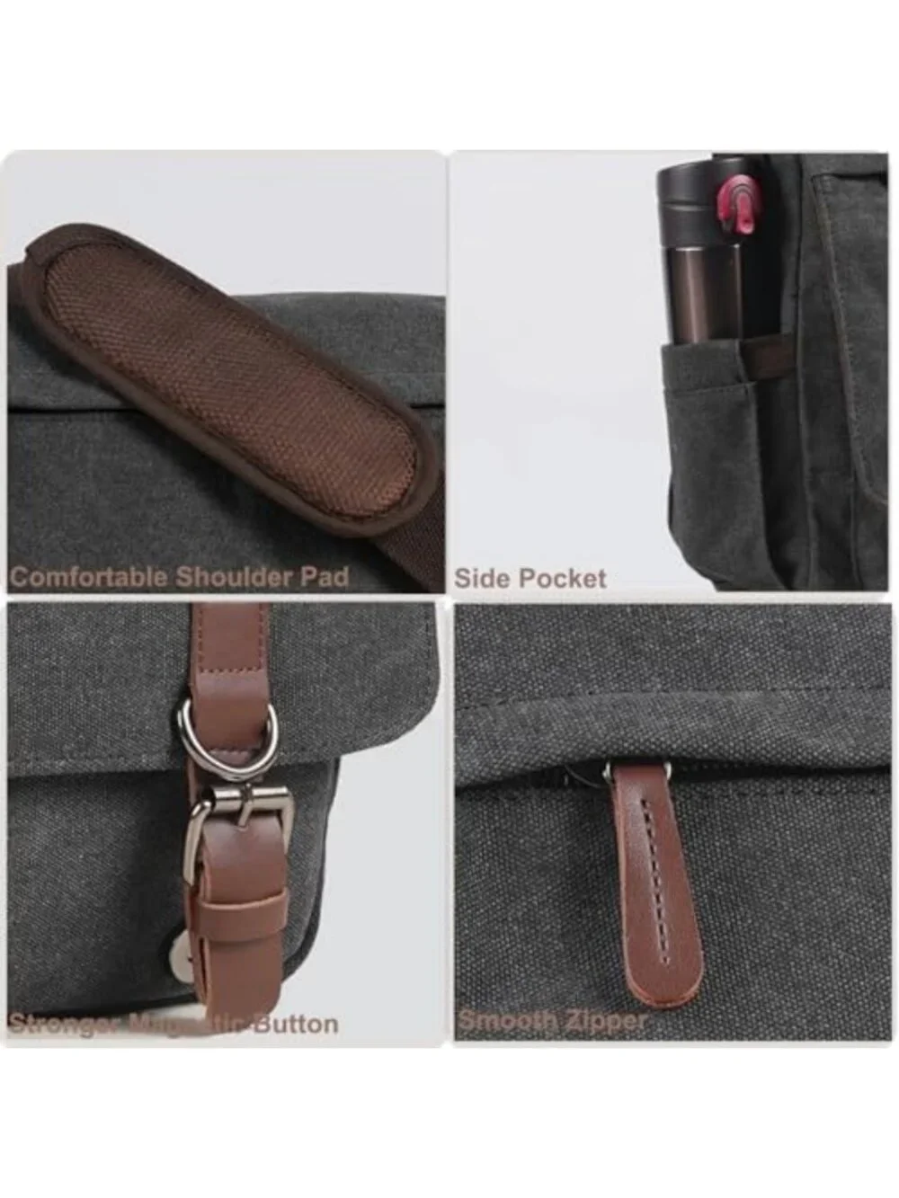 Vintage Canvas Messenger Bag for 15.6
